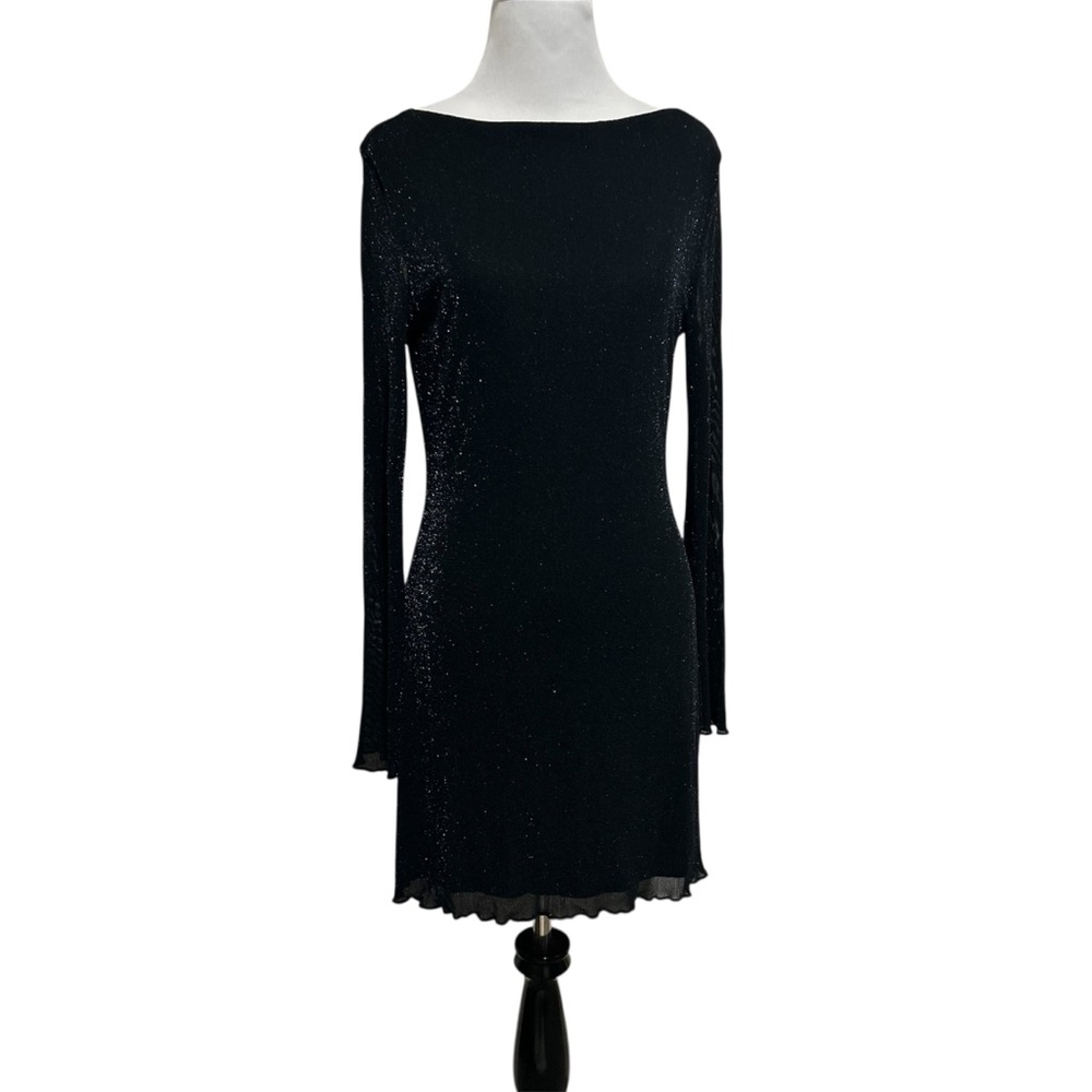 5/$30 🎈 Shein medium Elegant open Black Long-Sleeve Dress